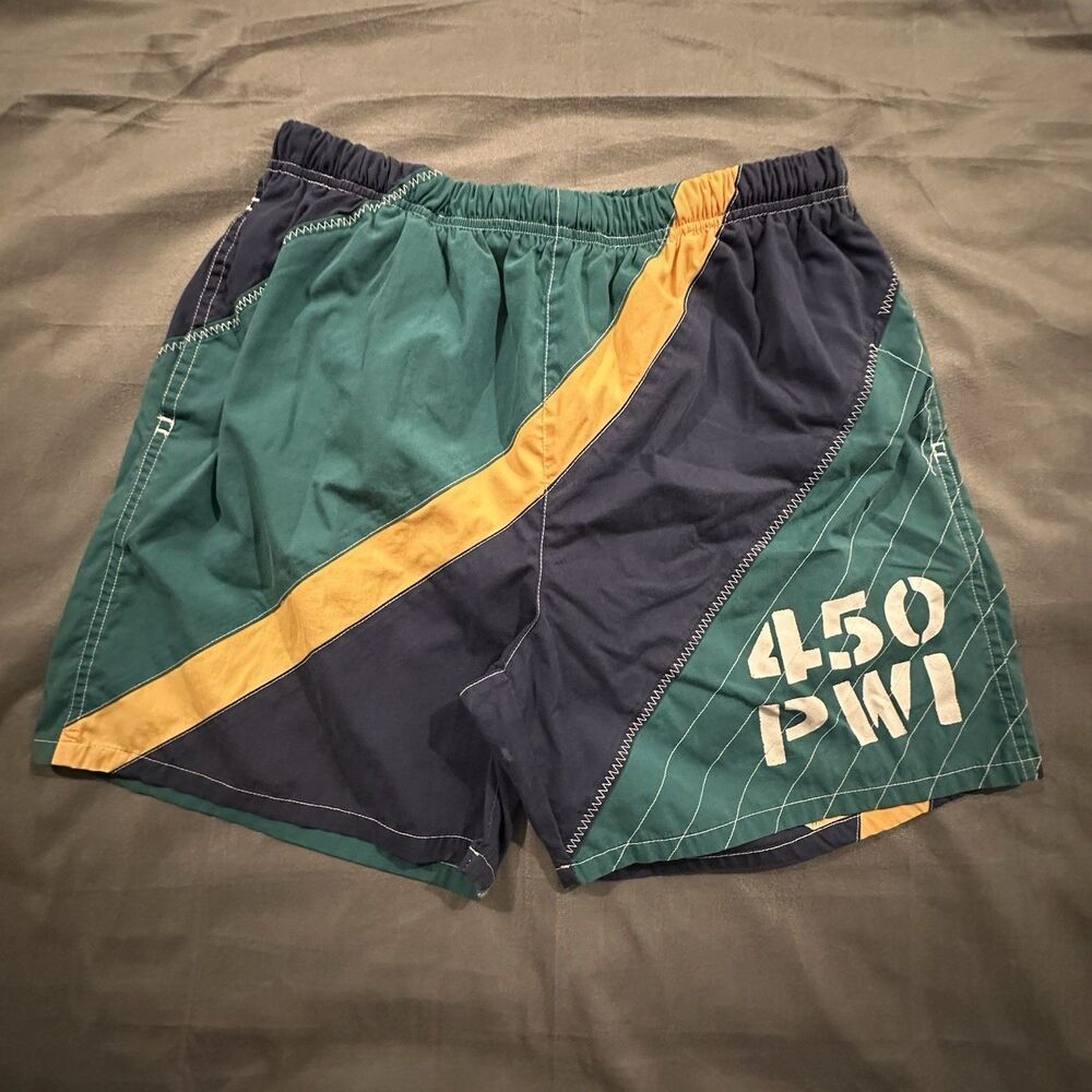 Vintage 90s Pussers West Indies 450 P.W.I. Swim Trunks Mens M Colorblock Striped